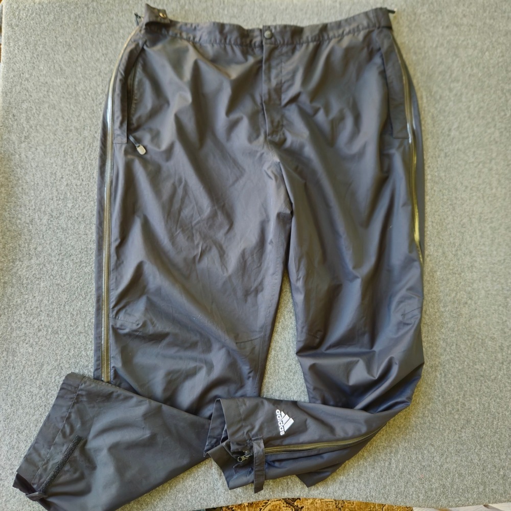Adidas Rain Pants Mens XL Black Climaproof Side Zip Outdoor‎ Golfcore Y2K EUC